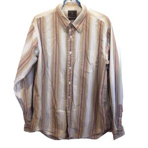 Lucky Brand Orange Tan Button Down Mens Size Large